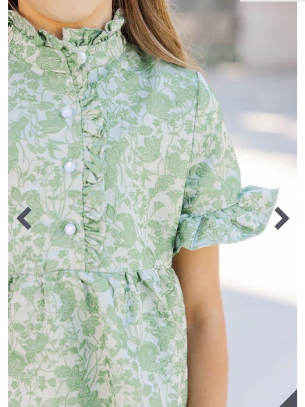 Shop the Mint Mya Green Floral Brocade Dress Girls Size 5-6 - Picture 5 of 14